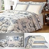 Casaborda Enxovais Kit Edredom Porcelana 3 Peças Percal 180 Fios Palha, Bege, Queen, Edredrom Porcelana Queen