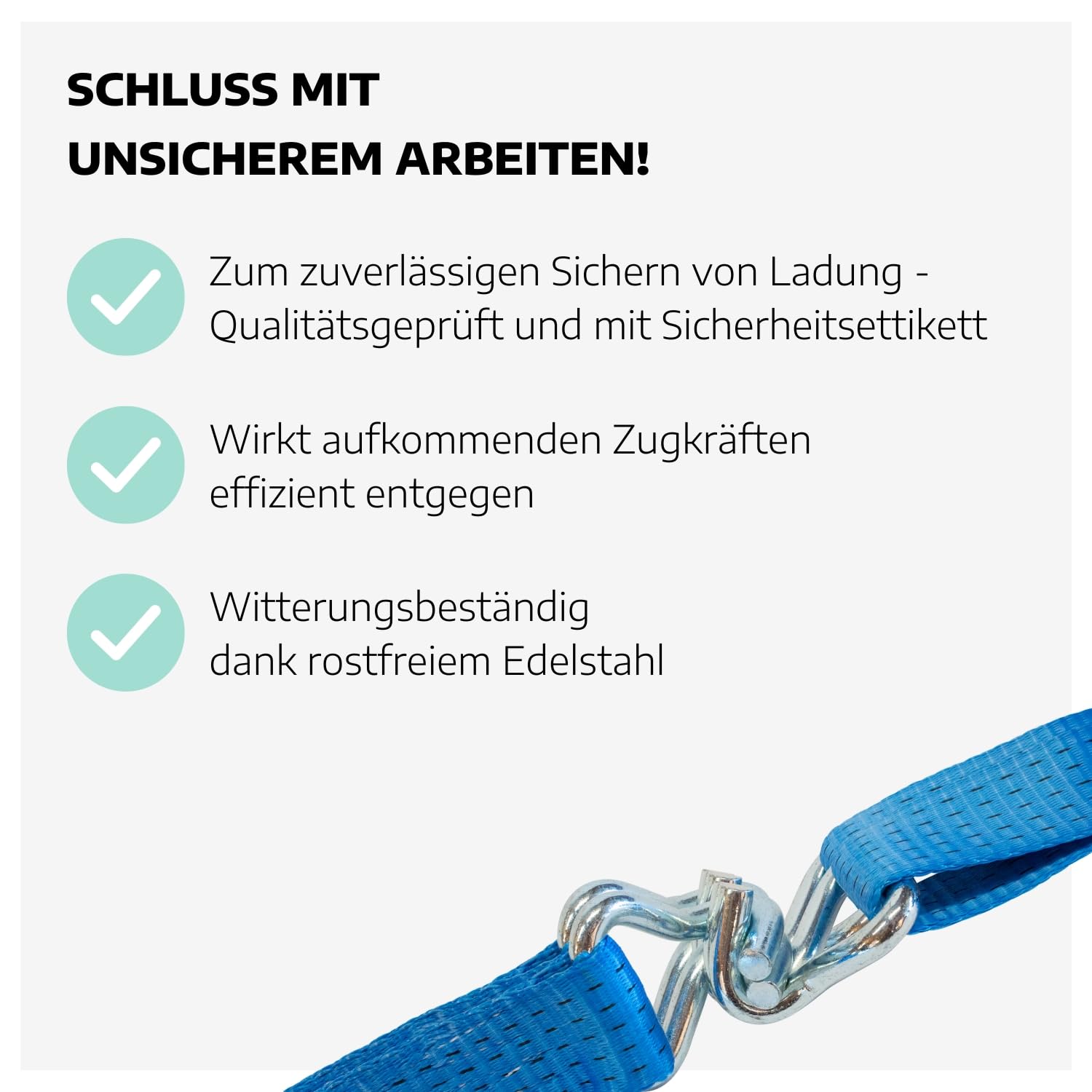 10 x Zurrgurt 2-teilig mit Ratsche 10 m & 2-Strang Spitzhaken I Spanngurte mit Ratsche I Gurte zum Befestigen I Spanngurt mit Sicherheitsetikett I Zurrgurte mit Spitzhaken