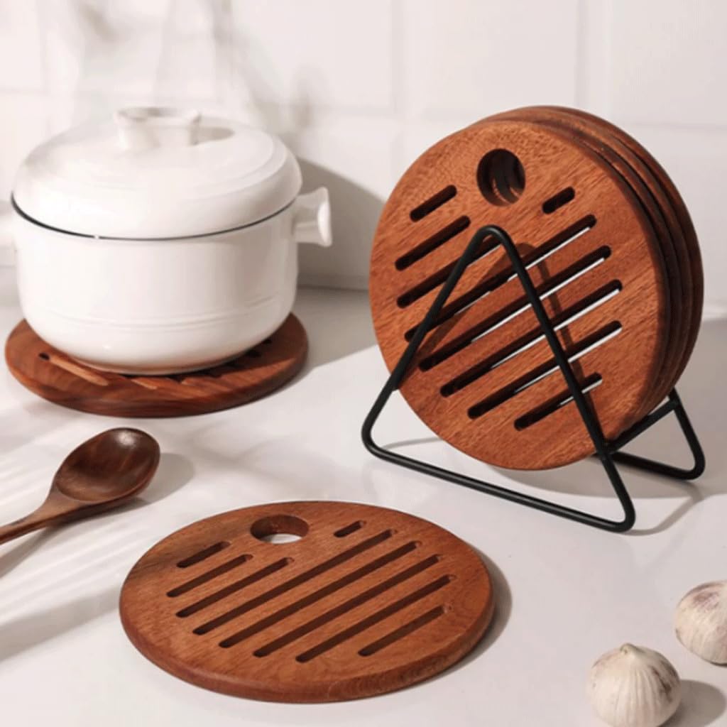 Exquisito Posavasos de madera, juego de posavasos para bebidas, posavasos redondos, manteles individuales para el almuerzo, posavasos para mesas y decoración del hogar, 16cm/6,2 pulgadas Versatilidad