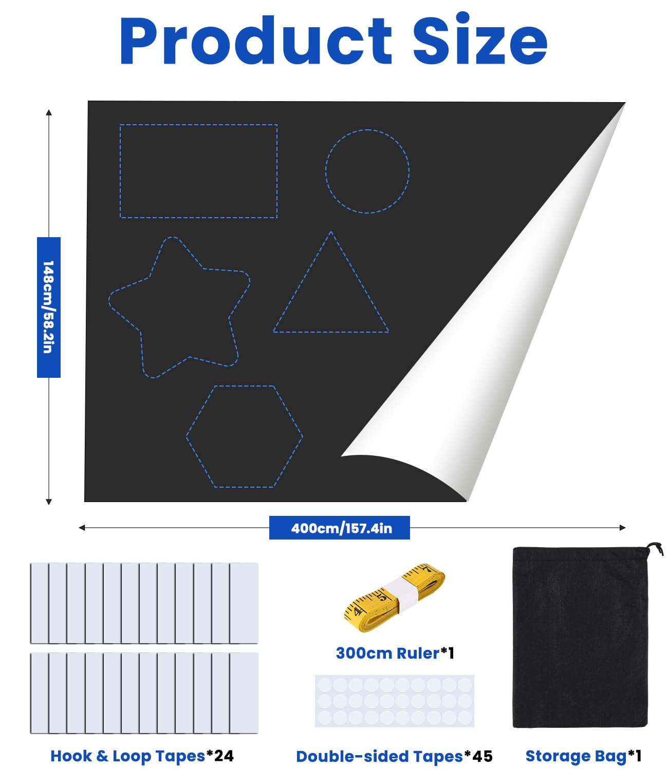 Roleta zaciemniająca bez wiercenia, 400 x 148 cm, 100% nieprzepuszczająca światła materiał zaciemniający, nie jest to klasyczna roleta, ochrona przed słońcem do okien wewnętrznych i dachowych