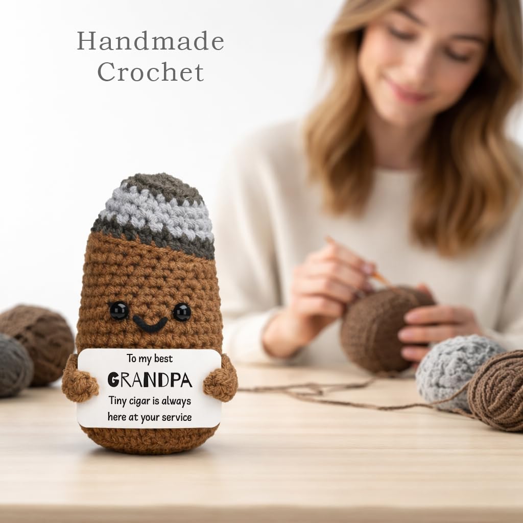 Handmade Crochet Cigar Grandpa‘s Gift – Funny Retirement Gifts for Grandfather Old Man, Birthday Gift Box Filling Material, Halloween Thanksgiving Christmas Thoughtful Ornament from Grandchildren image 5