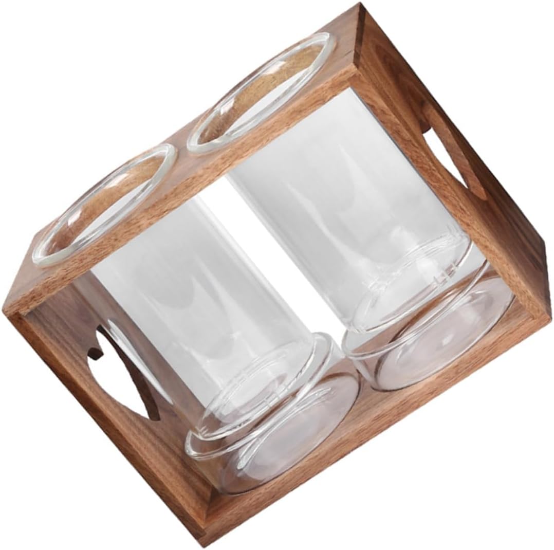 Alipis Chopstick Drain Rack Acacia Wood Holder Glass Cutlery Canister Kitchen Storage Chopstick Organizer