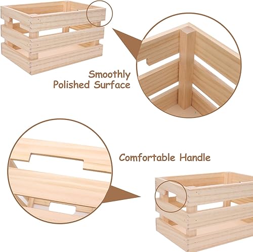 Miniatura 5 de Juego de 3 cajas de madera natural, cajas de almacenamiento de estilo rústico sin terminar para decoración y accesorios fotográficos