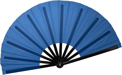 Miniatura 37 de QIRMIZI Abanico grande de 4 piezas para rave, abanicos de baile de línea que estallan en el suelo, abanicos que aplauden, abanicos de vaquero, Azul