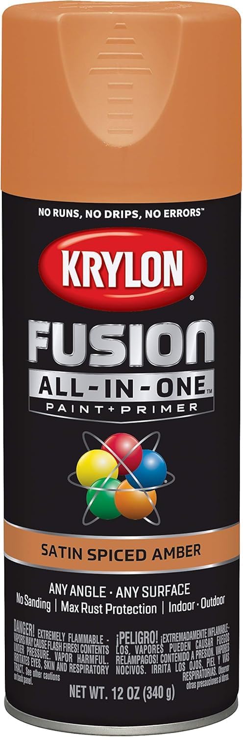 Krylon K02750007 Fusion All-In-One Spray Paint for Indoor/Outdoor Use, Satin Spiced Amber Orange
