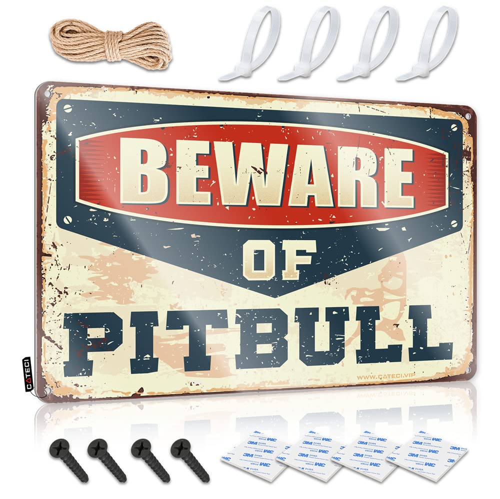 Fzfn Colour Beware Of Pitbull Sign Holiday | Rustic Decor Decorative Wall Art(30X40cm)