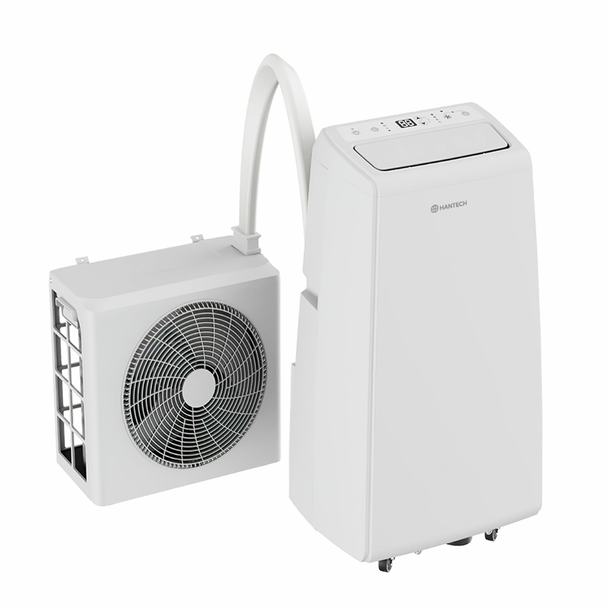 HANTECH Mobile Split Klimaanlage, 12000 BTU, für Räume bis 35m² | ohne Wanddurchbruch, extrem leise, heizen, kühlen, entfeuchten, ventilieren