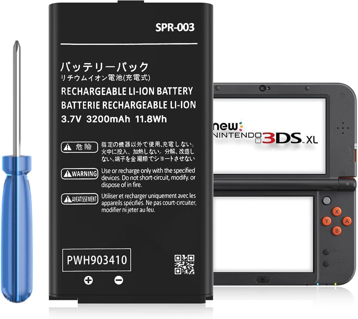 SPR-003 Battery, 2025 New Upgraded (3200mAh) Ultra High Capacity Li-ion Battery Replacement for Nintendo 3DS XL New 3DS XL LL Game Console, Switch Game Console, with Repair Tool Kit