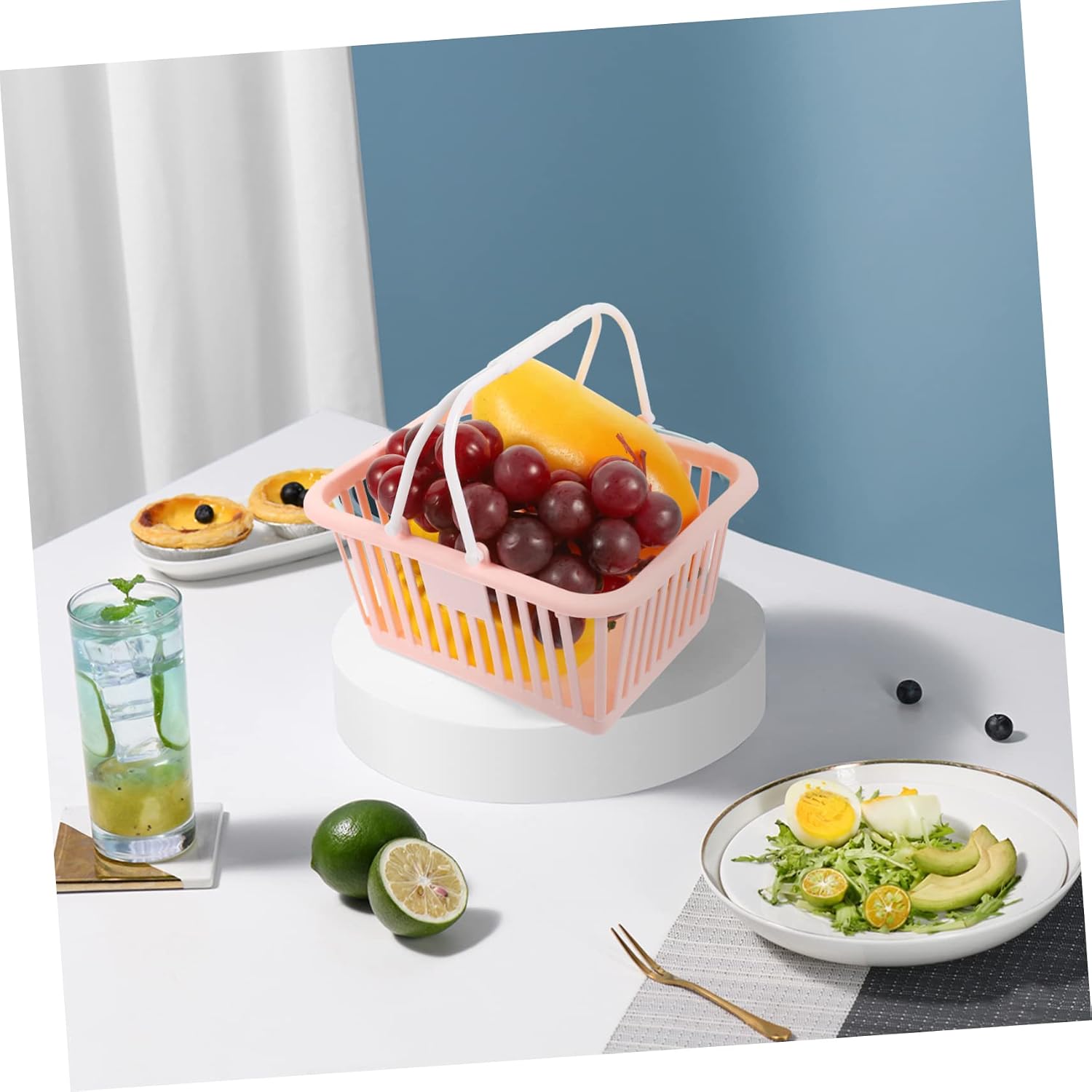 3pcs Plastic Storage Baskets with Handles Handheld Ventilated Hollow Design for Organizing Fruits Vegetables Bathroom Supplies and Multi Color for Home and Shopping Use