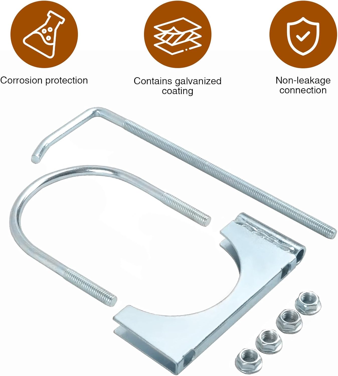 2 Pcs Universal Exhaust Clamp with Hanger,Heavy-Duty Steel for Exhaust Pipes,Car & Truck Muffler Systems(4 inches)