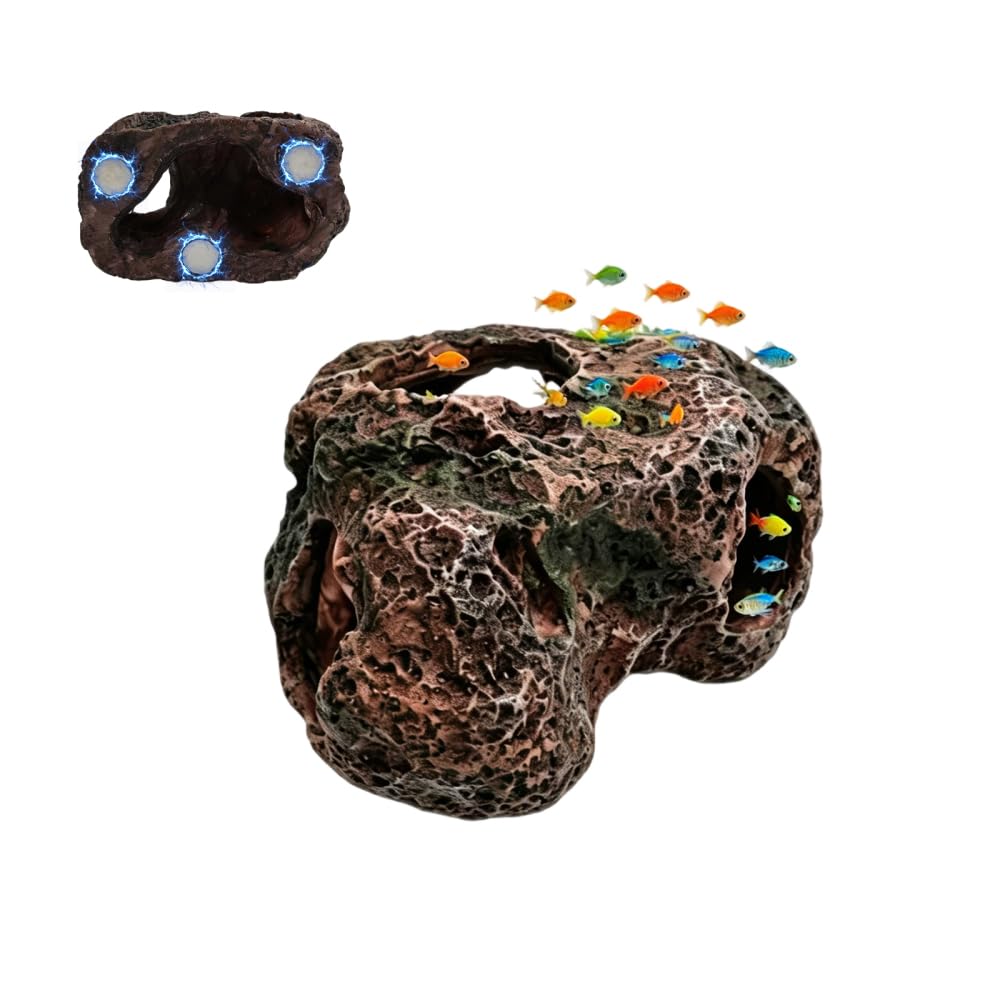 CARPJZ Magnetic Reptile Rock Hide Cave, Betta Fish Magnetic Hideout for Gecko Tank Aquarium