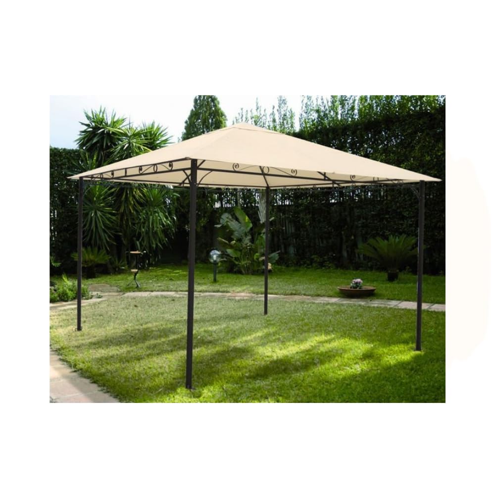 Telo Di Ricambio Per Gazebo 3x4 Metri Universale, Traspirante E Antimacchia Con Trattamento Idro/Oleo Repellente, In Poliestere Ecrù Denso 250G/M2