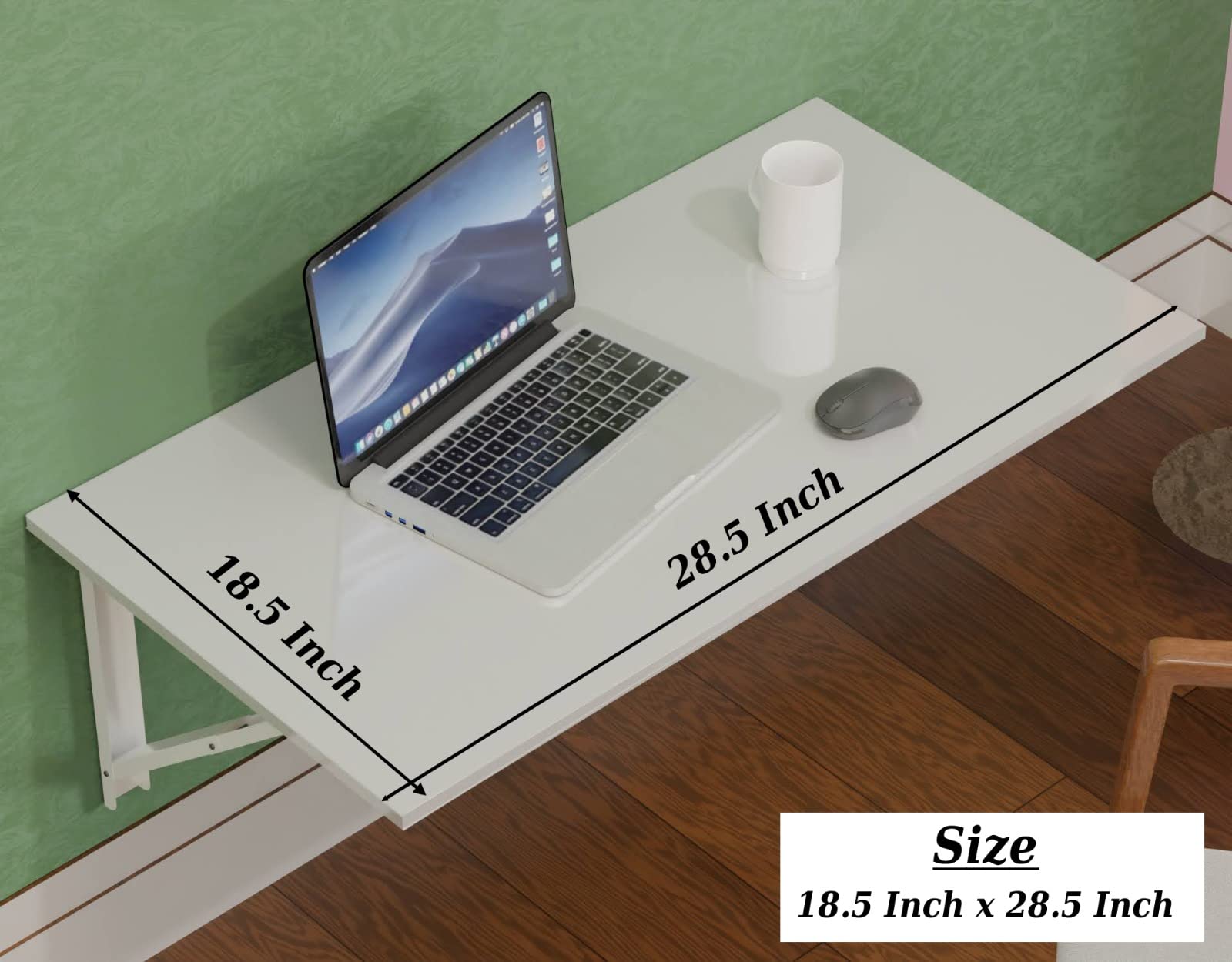 LAMPOC Wood Wall Mounted Folding Laptop Computer Table (48X73 cm, White) 1