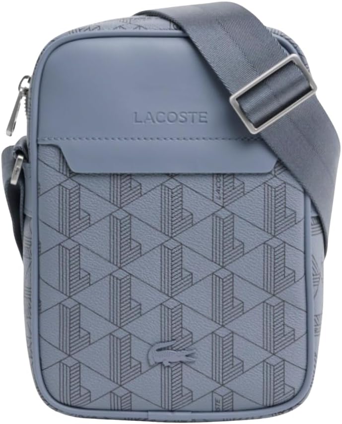 Lacoste Men's The Blend Satchel, Mono Folkstone Gray Abime, One Size