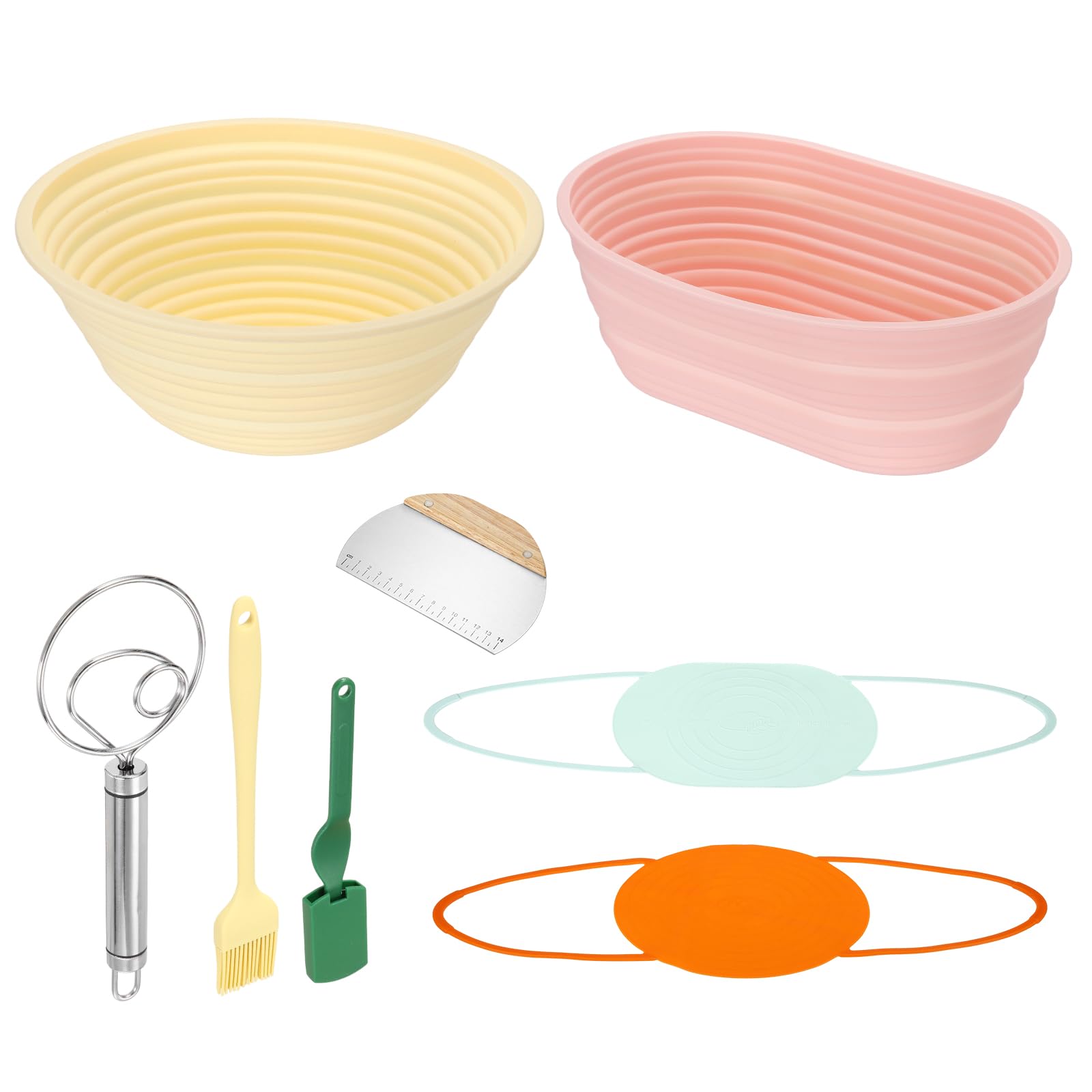 QUARKZMAN Kit de levain (23 cm rond et 25 cm ovale) jaune et rose