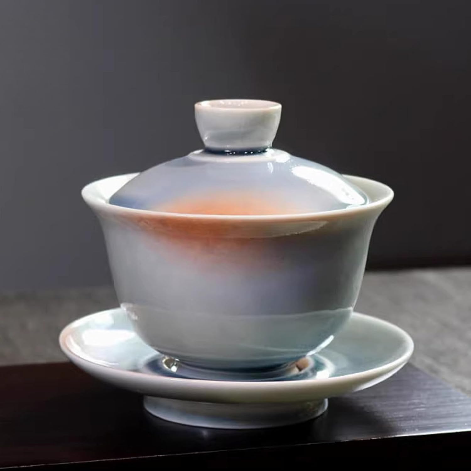 Vintage Colorful Cracked Glaze Ceramic Gaiwan, 180ml 6.2oz, Chinese Handmade Kungfu Tea Set
