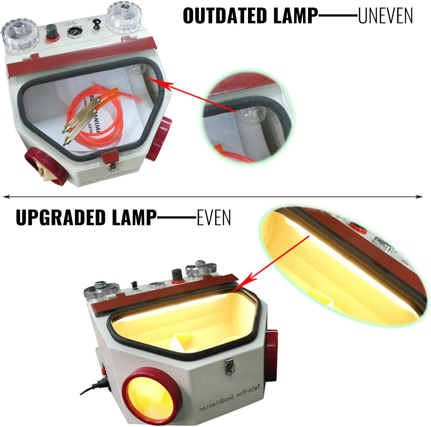 Twin-Pen Double Pen Sand Blaster Unit w/LED Bulb 2 Tanks
