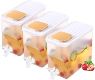 LemonRoad 3 Pack 1 Gallon Fridge Beverage Drink Dispenser with Leakproof Spigot Plastic Cold Drink Juice Beverage Dispenser Jug Juice Containers for Party Supplies Cold Tea Coffee Vodka Tequila