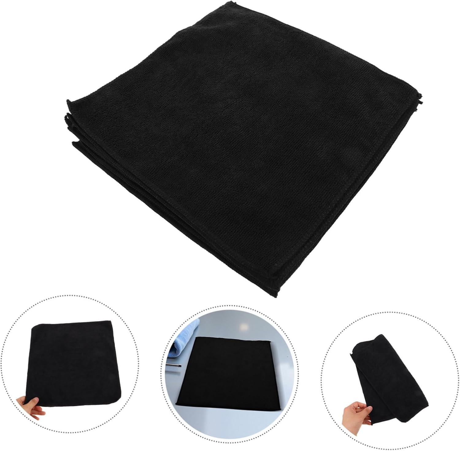VALICLUD Car Cleaning Cloths Efficient Maintenance Polishing Cleaning Cloth Microfiber 10pcs Black 12x12 Inches Versatile Performance for Dashboards and Tires for Car Detailing and Bathroom