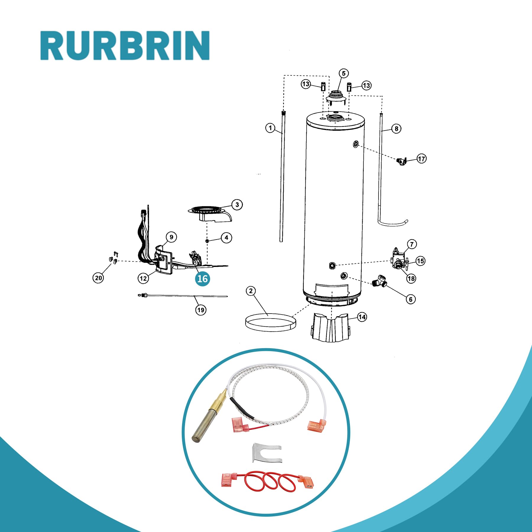 Water Heater Thermocouple Shop Smith Parts Thermocouple For Water Heater  100112328 21\, image size:1800x1800