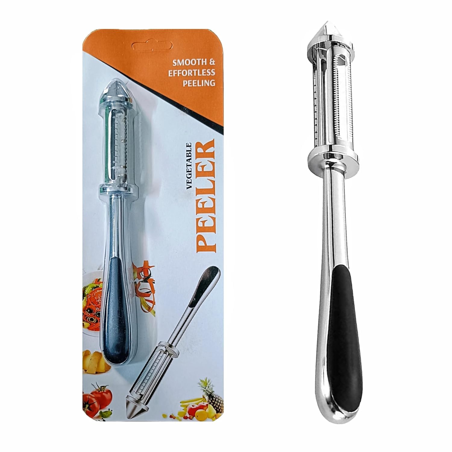 ManTrup Stainless Steel 3 in 1 Multifunctional Peeler for Vegetables and Fruits, Peeler for Kitchen, Versatile Vegetable Peelers for Salad Preparation, Durable Vegetable Peeler (Silver/Black)