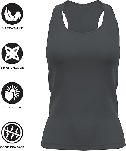 Miniatura 3 de Camiseta deportiva sin mangas oficial de la NCAA Collegiate para mujer, con espalda cruzada, logotipo primario, colección carbón