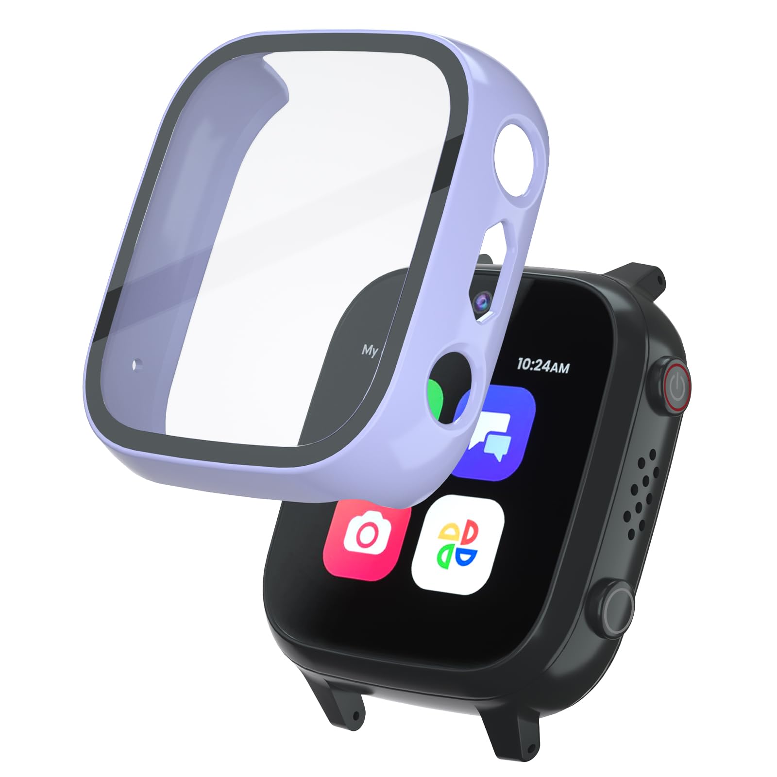 SimpleThings Screen Protector Compatible with Cosmo JrTrack 3 and 4 Kids Smart Watch, 1Pack Hard PC Case with HD Clear Tempered Glass Screen Protector