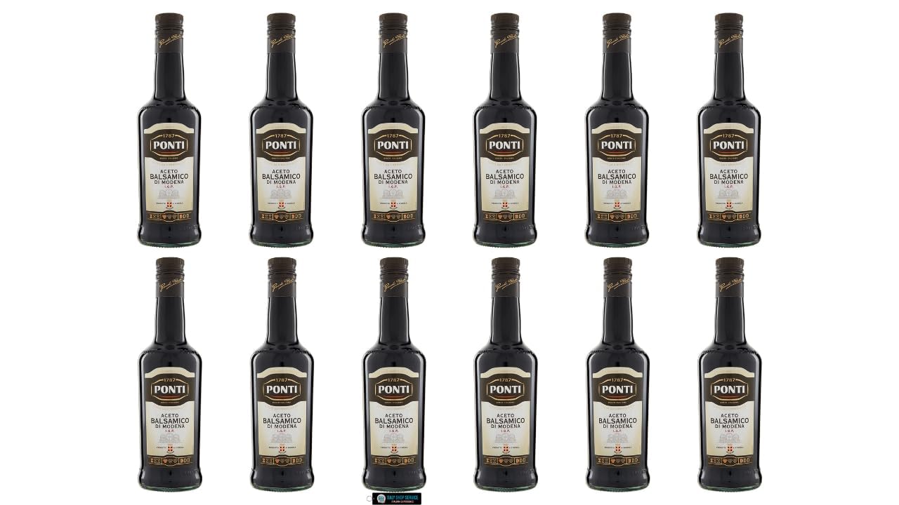 Ponti Aceto Balsamico di Modena, Confezione da 12 Bottiglie, 500 ml per Bottiglia, con Portachiavi italy shop service