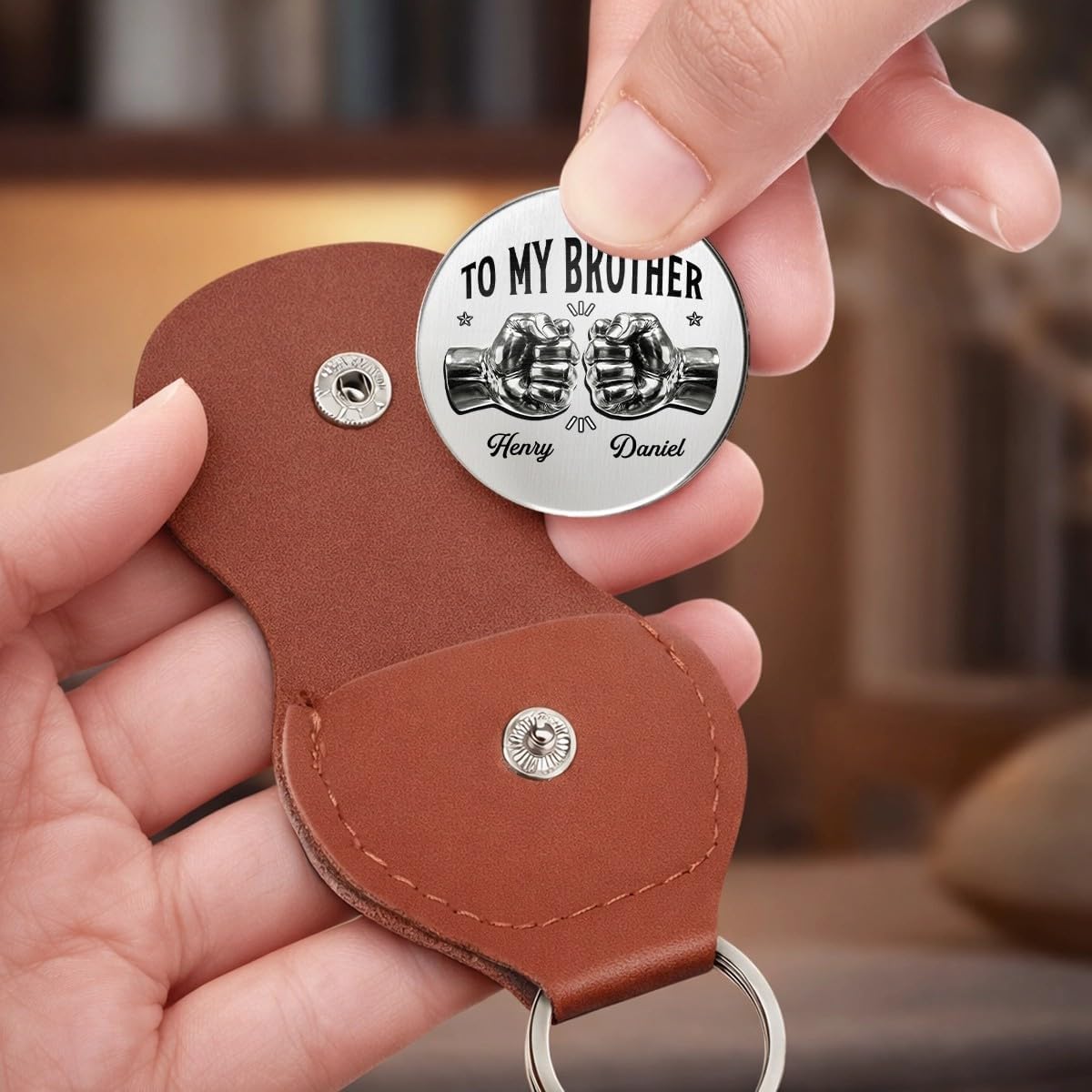 Pawfect House Once A Brother And Always A Brother, Personalized Birthday Gifts For Brothers, 2D Pocket Token For Brothers, Custom Pocket Hug, Personalized Pocket Hug Token With Name