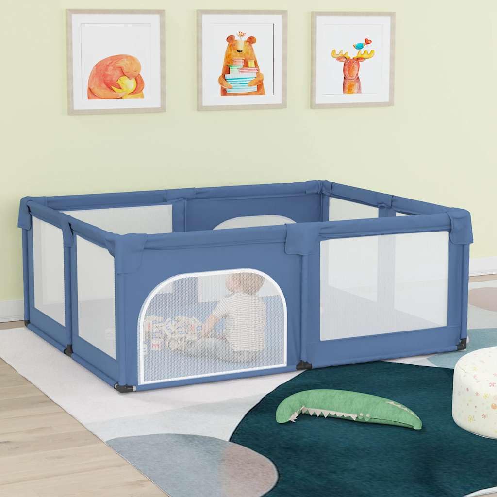Parc pour bébé 2 portes tissu Oxford bleu clair pour bébés et tout-petits