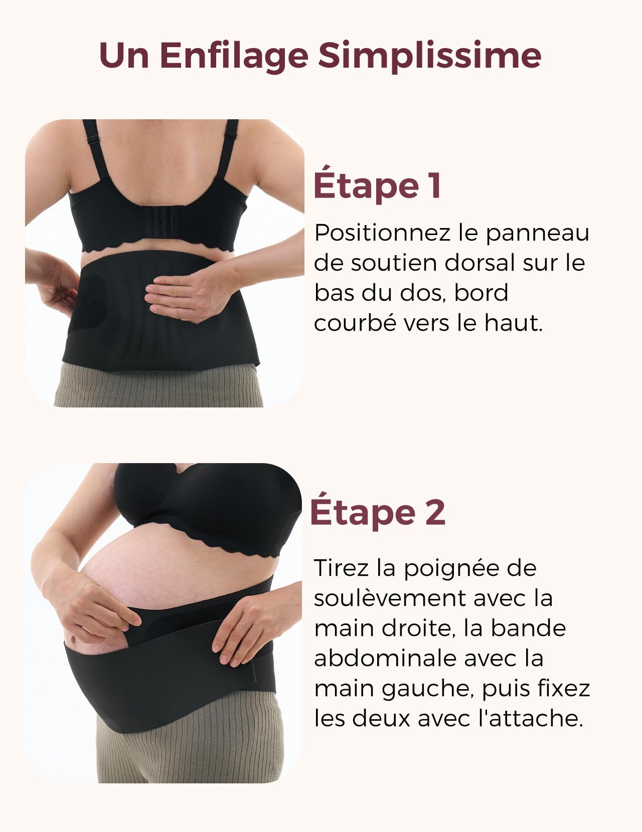 momcozy Ceinture Grossesse Femme Enceinte, Ceinture Grossesse Monobloc et Portable avec Support Dorsal Ergonest et Tissu Respirant – Ceinture de Grossesse Ajustable pour Ventre Petit, Rond ou Haut