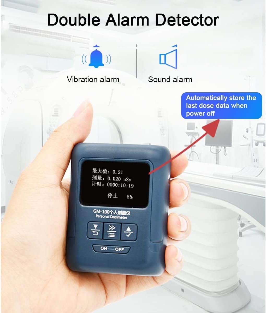 GENYS Mini Personal Dosimeter Hand-held Digital Meter High Sensitivity Dual Alarm Tester for Beta, Gamma Ray，Radiation Detector/Geiger Counter