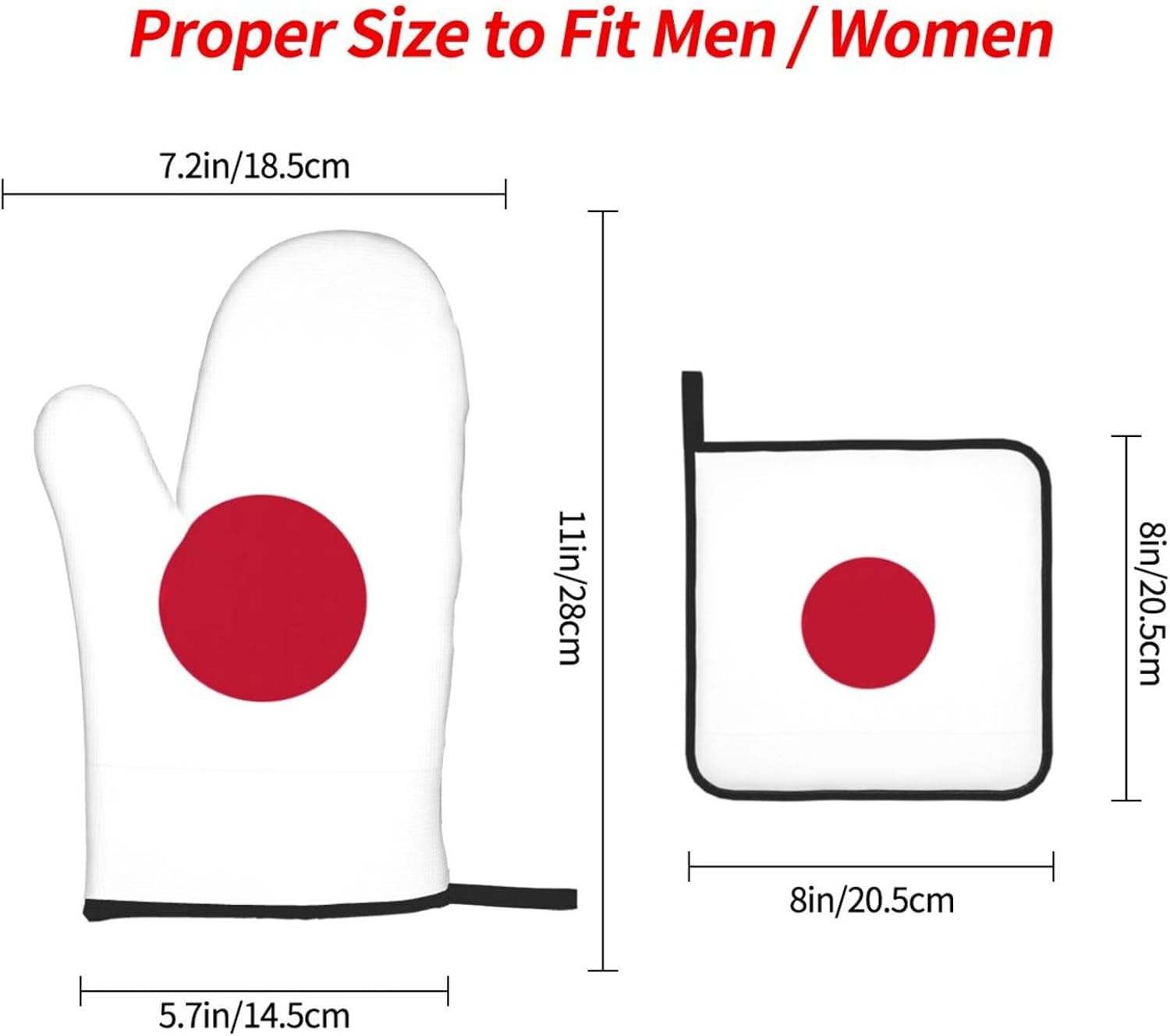 Japanese Flag Print Heat Resistant Microwave Gloves, Used for Baking, Cooking, and Fashion Kitchen Essentials