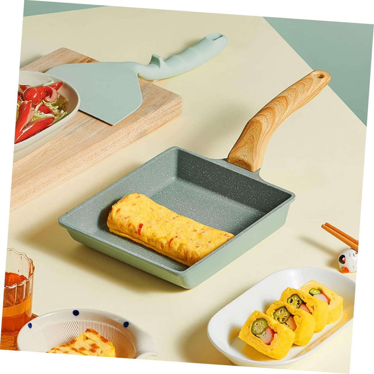 ABOOFAN Nonstick Japanese Tamagoyaki Egg Pan Square Frying Pan for Omelets 7.5 Inch Mini Skillet Compatible Induction Cooktops for Breakfast