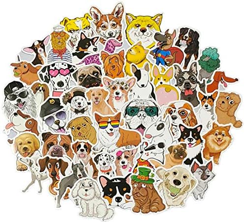50Pcs Waterproof Dog Vinyl Stickers Decals - Water Bottle Laptop Phone Case Scrapbook Journal Puppy Stickers Skins & Decals, Kids Teens Student Reward, DIY Decor Dog Theme Party Favor & Supplies