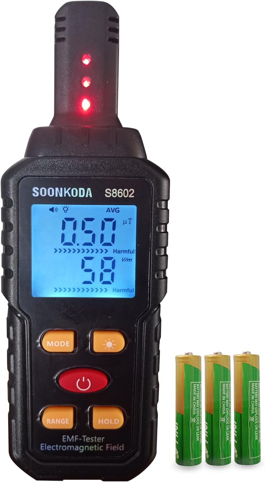 Soonkoda 3 in 1 EMF Meter,EMF Reader,Electromagnetic Field Radiation Detector,EMF Tester for Home,EMF Detector with Sound Light Alarm,Ghost Hunting Equipmetent