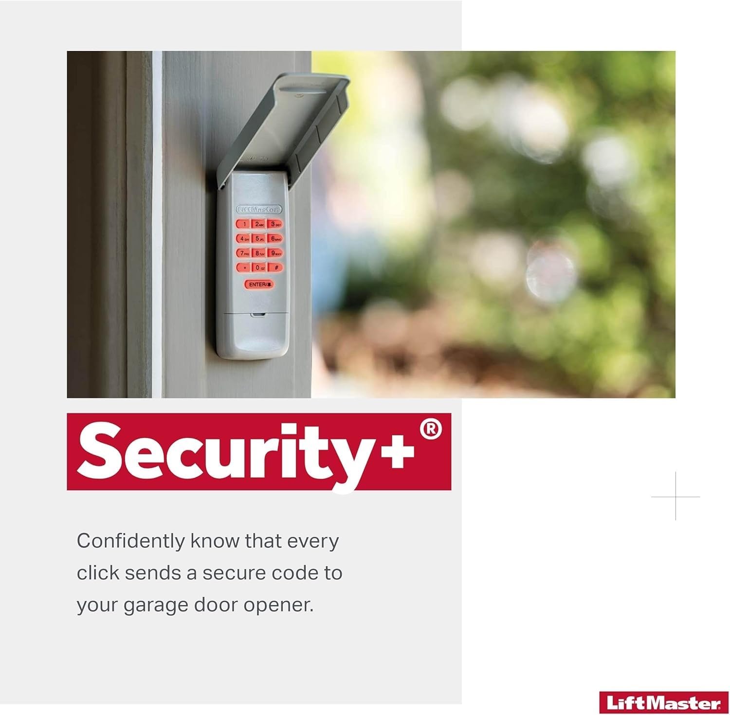 LiftMaster 877LM Keypad with 'Security+' logo and description