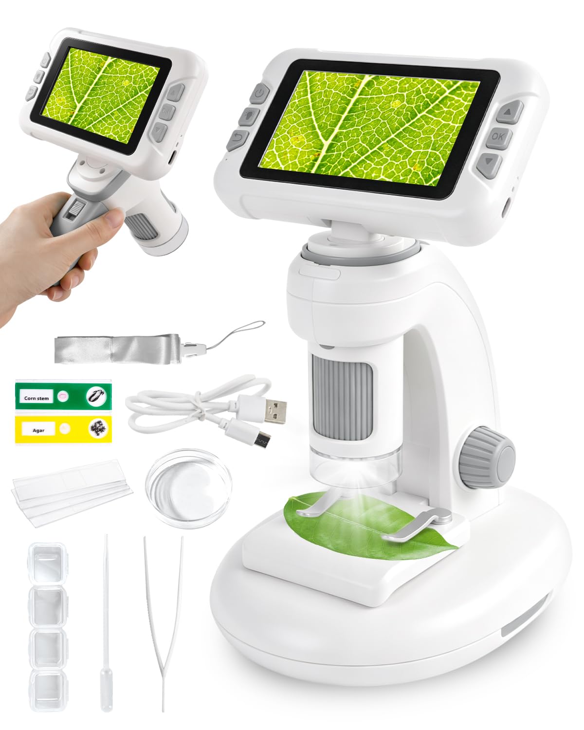 Microscopio 1800X, schermo HD da 4,0 pollici con foto e video (A)