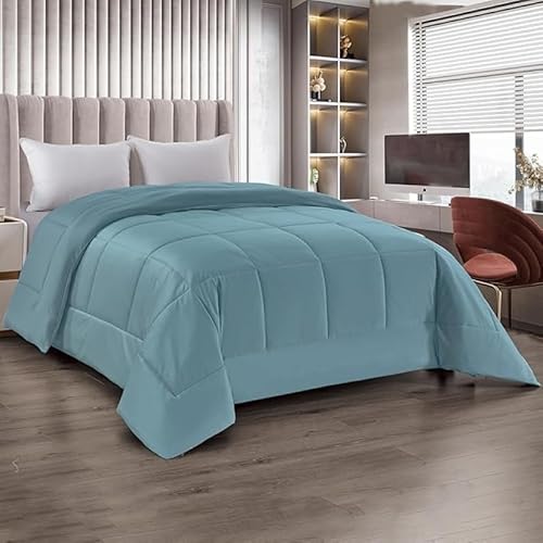 INTRECCI Trapunta Matrimoniale 260x260 cm GSM 555 Effetto Velluto Piumino Invernale, Trapunta Piumone 2 Piazze Autunno Inverno Duck Friendly Velluto Petrolio