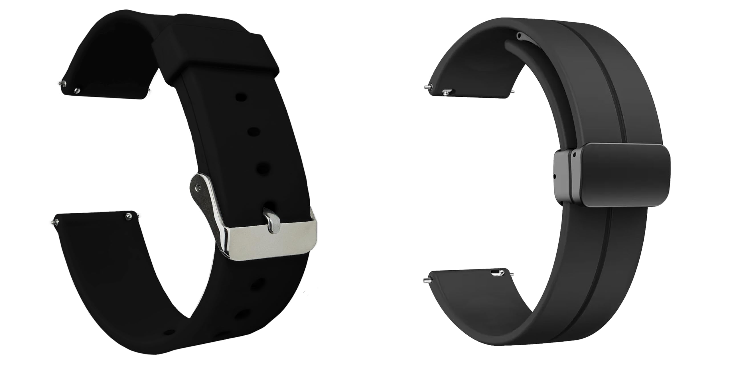 acm watch strap 20mm compatible with fastrack stunners x special edition | pack of 2 silicone & magnetic clasp belt casual classic with sports hook band black