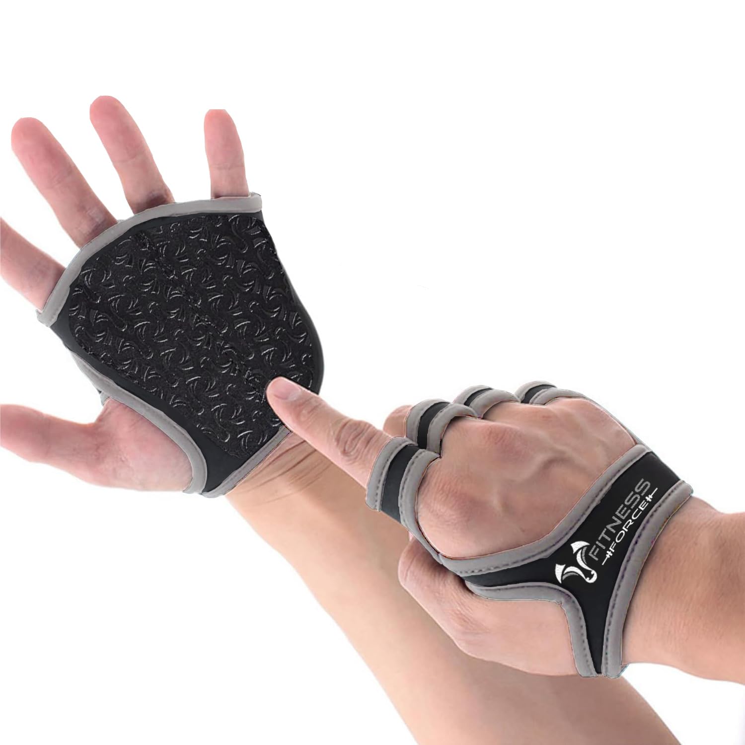 FITNESS FORCE Workout Gloves for Men & Women Partial Weight Lifting Gloves Non-Slip Gym Grip for Weight Lifting Calluses Guard Fingerless Exercise