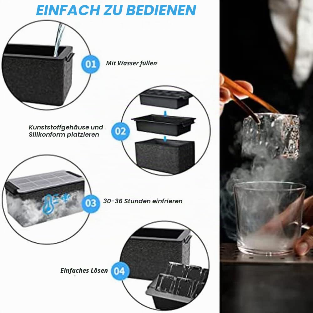 Clear Ice Maker Crystal Clear Ice Square Maker 8 Big Square Ice Square, für Cocktails