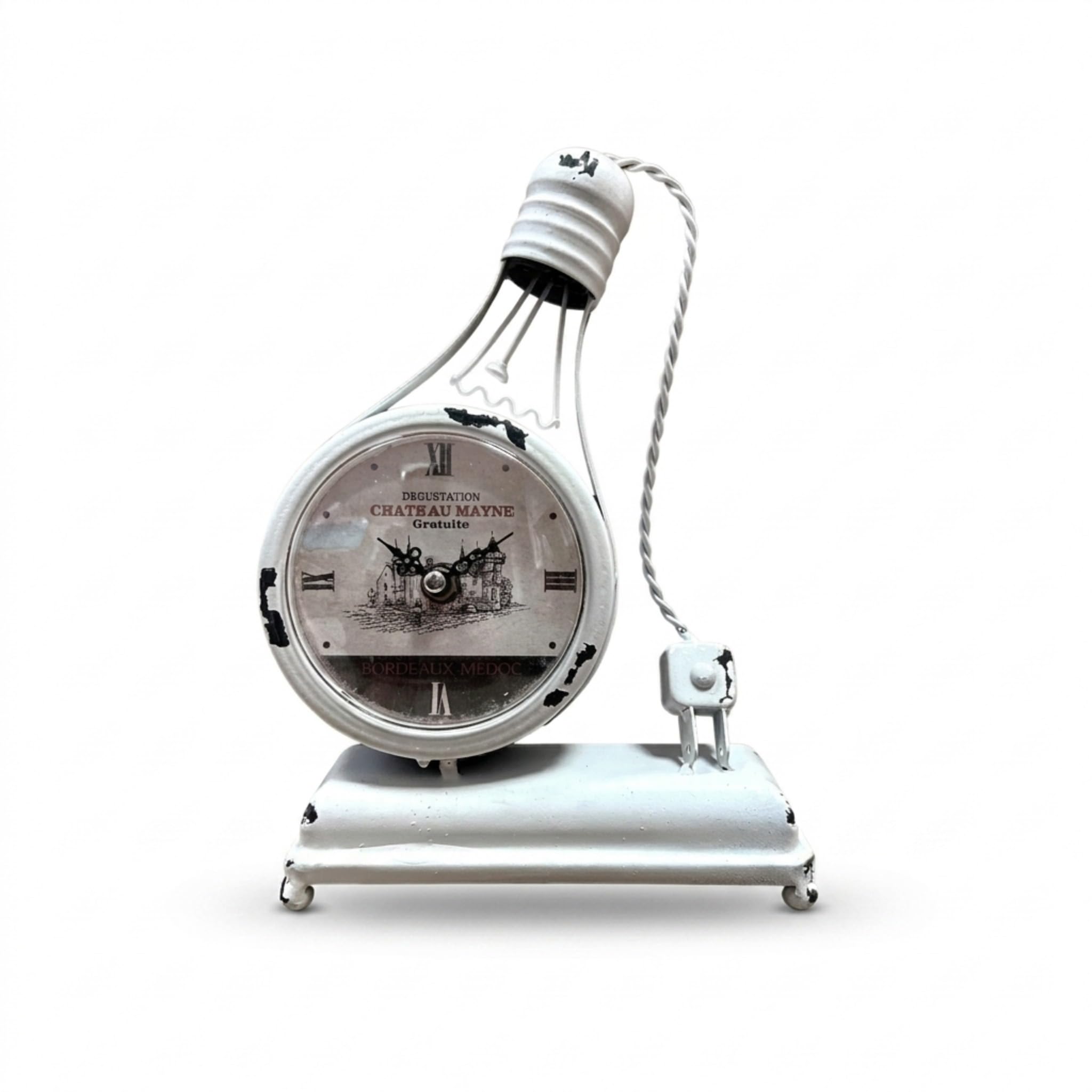 LEDSone Alarm Table Clock 24.5cm – Light Bulb Desk Clock with Silent Quartz Movement | Vintage Mantel Clock for Home, Office, Bedroom, Living Room& Café Décor - Battery Operated Aanalogue