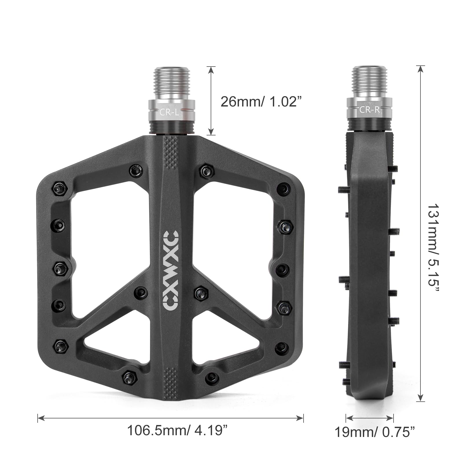 CXWXC Pedales de bicicleta de montaña, pedales de bicicleta de fibra de nailon ligeros, pedales de plataforma para bicicleta de montaña BMX de 9/16 pulgadas