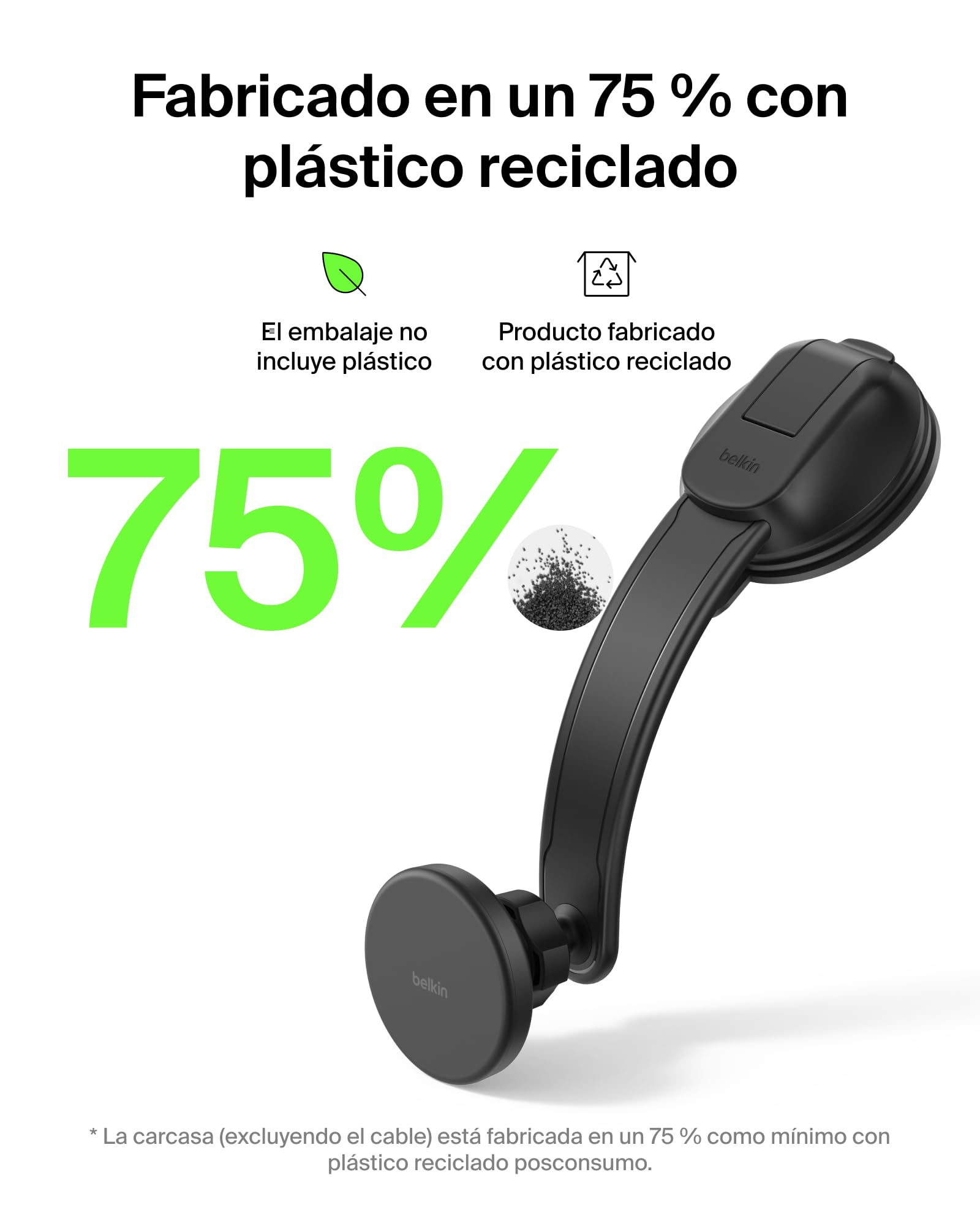 Belkin Cargador Coche Carga Rápida con Soportes para Rejilla de Ventilación y Salpicadero, Cable USB-C, Cargador Magnético Inalámbrico Qi2, MagSafe, iPhone 17, Pixelsnap y Galaxy S25 - Negro