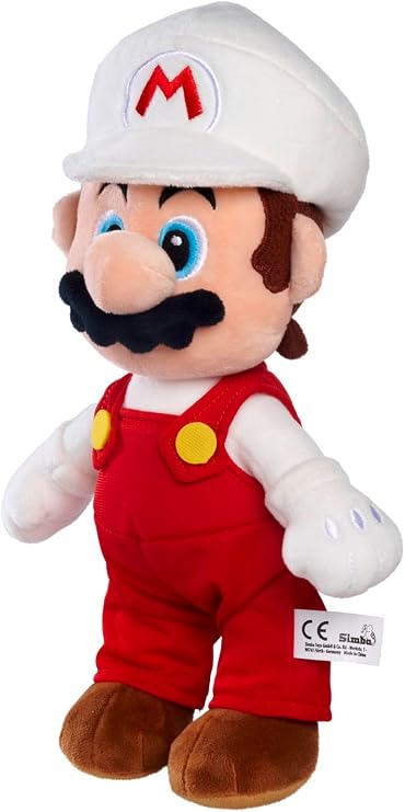 Simba Super Mario - Fire Mario 30cm officially licensed soft plush toy in multicolour