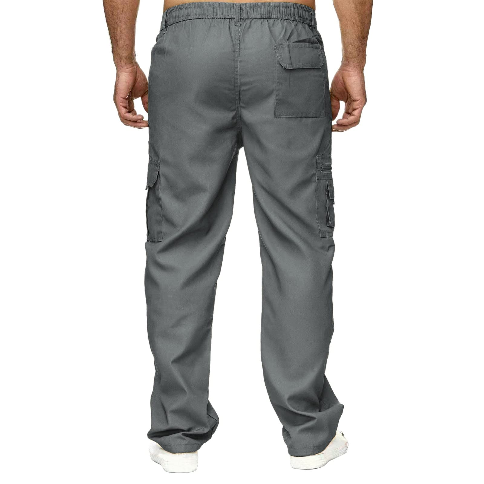 SUWBMHWE ??Black Work Pants Men Professional Utility Trousers Hammer Loop Pockets Reinforced Knees for Mechanics Contractors