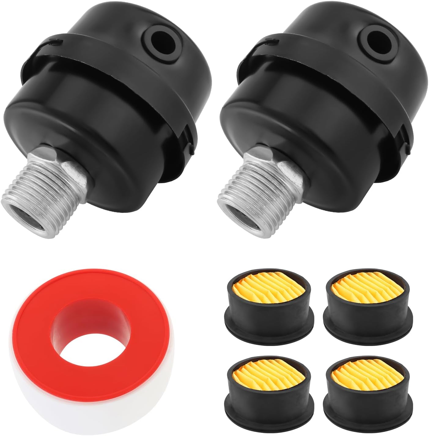 ChgImposs 2 Pcs Portable Compressor Muffler for Kobalt Compressor, 1/2" Threaded Air Inlet Blower Filter Silencer for Vertical Air Compressor, Metal Compressor Muffler Replacement Parts