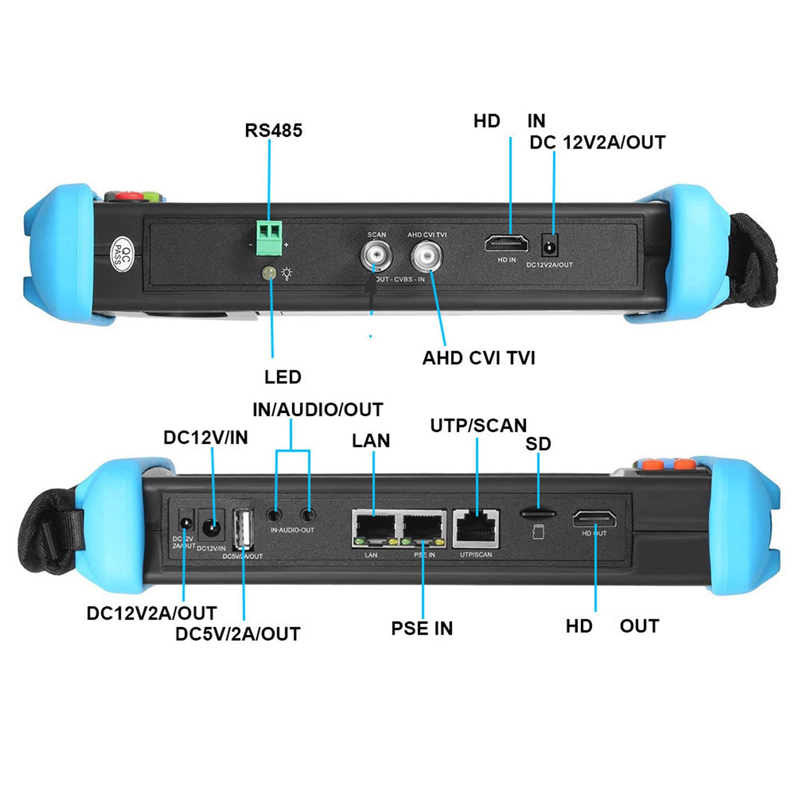 7-Zoll-IPS-Touchscreen-CCTV-Kameratester 4K-CCTV-Kameratester Netzwerk-Videoüberwachungstester 100-240 V mit TVI CVI AHD SDI IP-Kameratest (EU-Stecker)