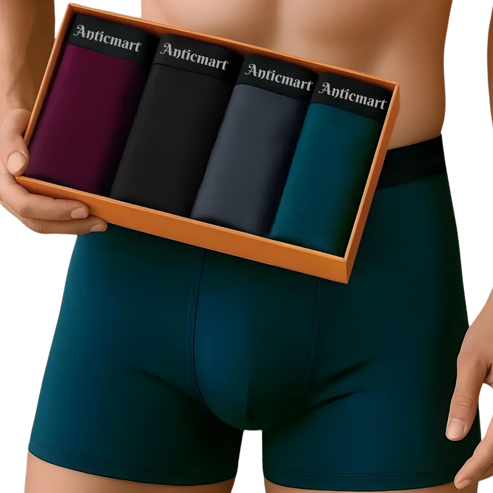 Men’s Boxer Briefs Pack of 4 | Soft Stretch Breathable Underwear for Men | Moisture-Wicking Comfortable Trunks with Designer Prints & Plan-image-4